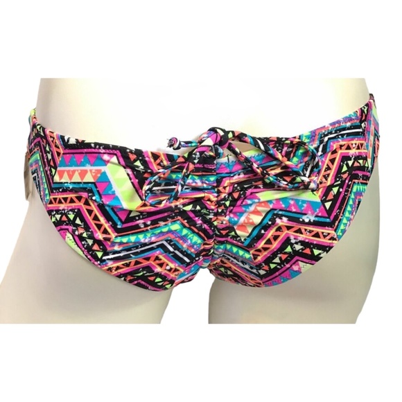 Victoria's Secret PINK Neon Aztec Tribal Geo Adjustable Cheekster Swim Bottom XS - Picture 1 of 2